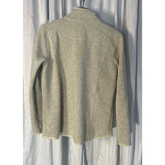 LL Bean Fleece Jacket Woman's Medium Petite Beige Sherpa Knit -Preowned - Picture 2 of 5